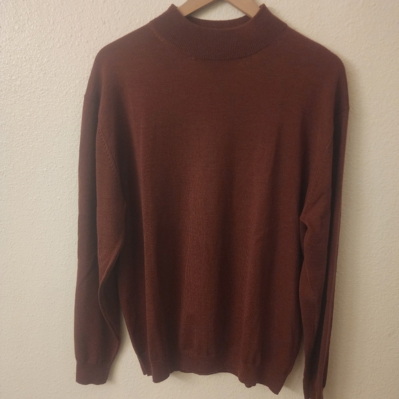 Pronto Uomo Brown 100% Extra Fine Merino Wool Sweater Mens Large - Picture 1 of 9